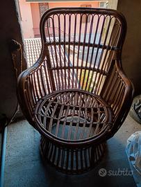 Sedia Vimini Vintage Con Cuscino Artigianale