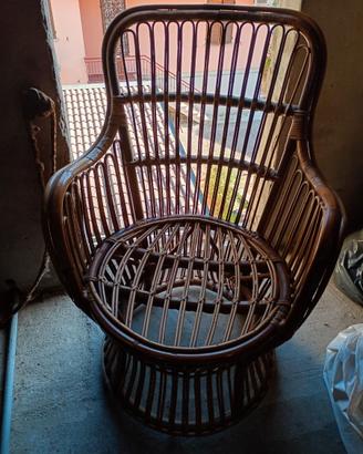 Sedia Vimini Vintage Con Cuscino Artigianale