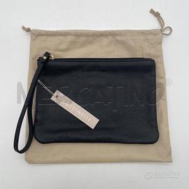 POCHETTE COCCINELLE NERO PELLE LACCIO MANO