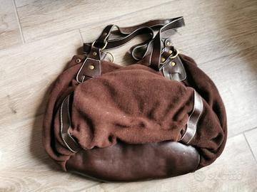 Borsa marrone in lana cotta