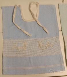 Bavaglino tessuto  celeste blu bambini cotone