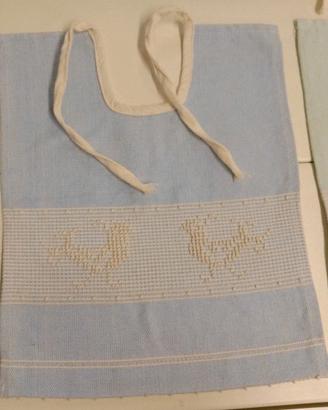 Bavaglino tessuto  celeste blu bambini cotone