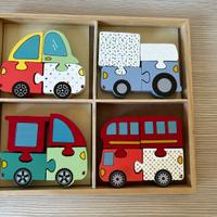 Macchinine puzzle in legno per bambini