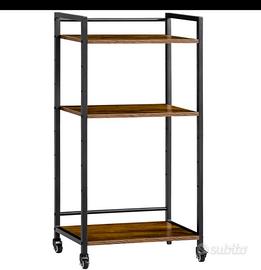 Scaffale Multiuso  3 Ripiani Regolabili con Ruote