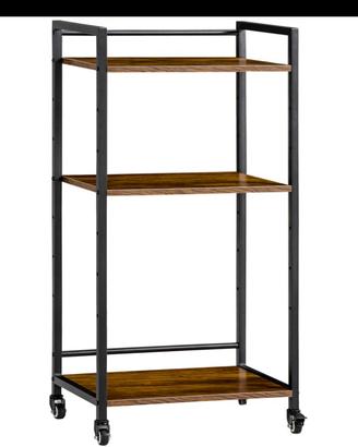 Scaffale Multiuso  3 Ripiani Regolabili con Ruote