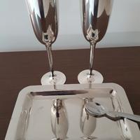 VASSOI  CON  2  CALICI   IN  SILVER