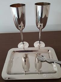 VASSOI  CON  2  CALICI   IN  SILVER
