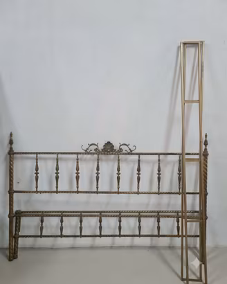 Letto Matrimoniale Vintage in Ottone Brunito