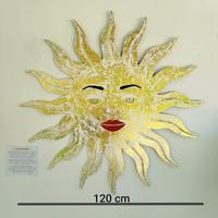 SOLARIS – Opera murale 3D Sole Ø120 cm, lamina oro