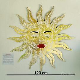 SOLARIS – Opera murale 3D Sole Ø120 cm, lamina oro
