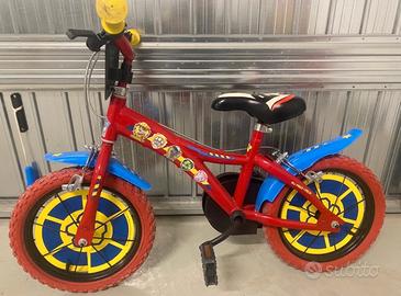 Bici  paw patrol 3/5 anni + casco azzurro