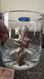 Vaso di cristallo con decori in argento 925