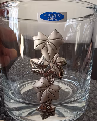 Vaso di cristallo con decori in argento 925