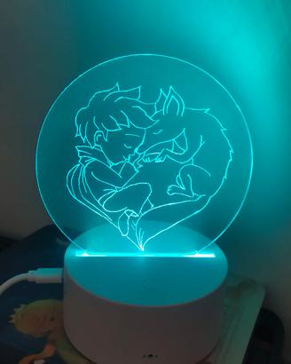 Lampada led Piccolo Principe incisa a mano 