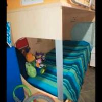 cameretta letto soppalco, scrivania e comodino