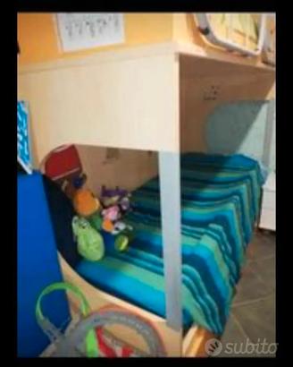 cameretta letto soppalco, scrivania e comodino