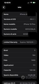 iPhone 16 Plus 128GB - Nero - Come Nuovo
