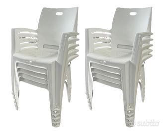 Set 10 sedie pvc colore bianco