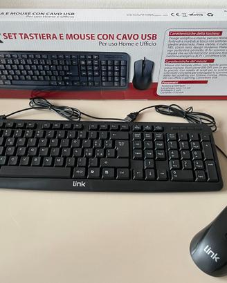 Set Tastiera e Mouse ottico con cavo USB