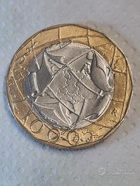 Moneta 1000 lire del 1997 con errore di conio