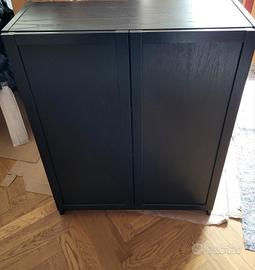 libreria con ante  nero effetto rovere