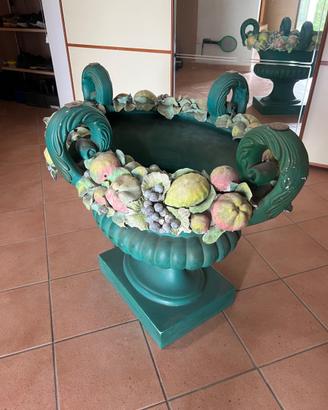 Tavolo - base in ceramica di Deruta e vetro ovale