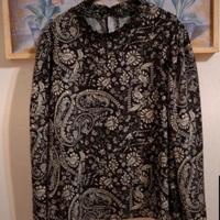 BLUSA STAMPA PAISLEY NERA BEIGE 