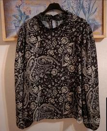 BLUSA STAMPA PAISLEY NERA BEIGE 
