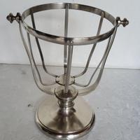 Cestello porta fiasco laccato argento anni 50