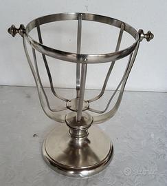 Cestello porta fiasco laccato argento anni 50