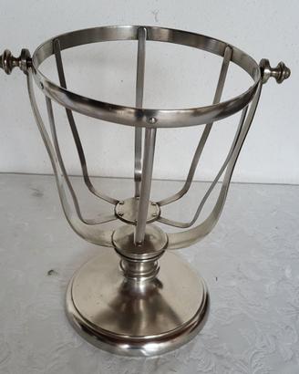 Cestello porta fiasco laccato argento anni 50