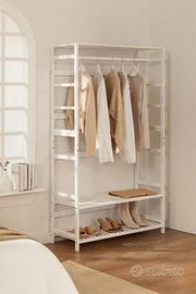 Appendiabiti bianco in bambù 105x175x40cm