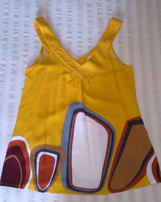 Top spalla larga colore ocra BERSHKA Tg L NUOVO
