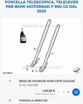 forcella e mono ammortizzatore BMW f 900 gs