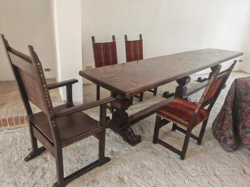 Tavolo legno massello con sedie