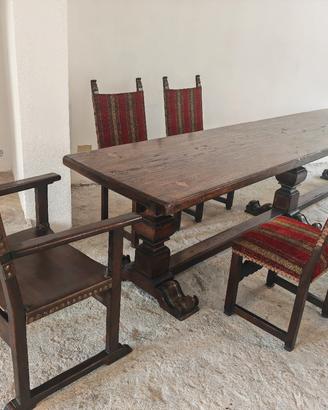 Tavolo legno massello con sedie