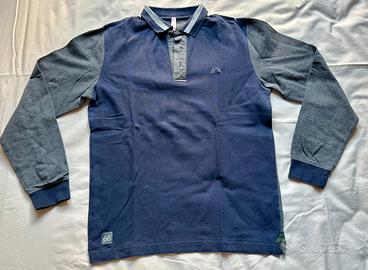 Polo SUN68 Manica Lunga Blu / Grigia Uomo - Tg S