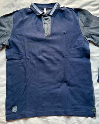 Polo SUN68 Manica Lunga Blu / Grigia Uomo - Tg S