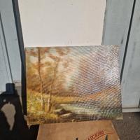 Dipinto olio su tela Bosco con fiume