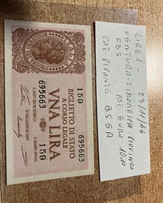 Banconota da lire 1 del 23/11/44 in FDS