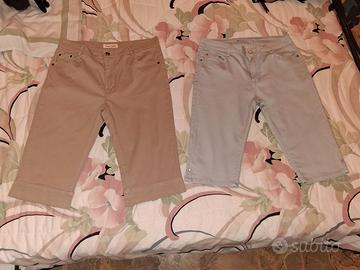 2 Pantaloni Capri Pinocchietti Cotone Elasticizzat