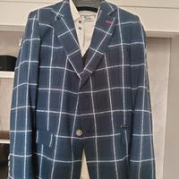 Giacca blu a quadri per ragazzo