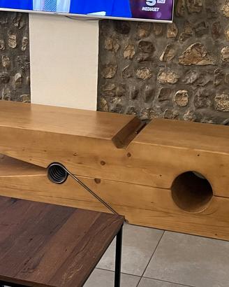 Panca a forma di molletta legno massello