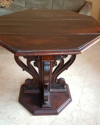 Tavolo ottagonale antico in legno massello