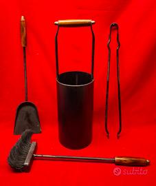 kit set attrezzi per camino ferro battuto