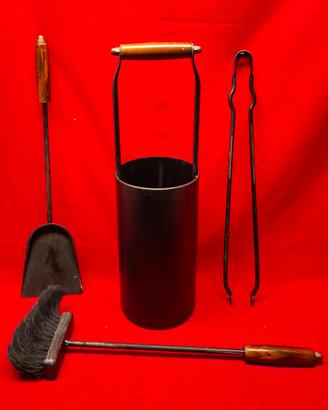 kit set attrezzi per camino ferro battuto