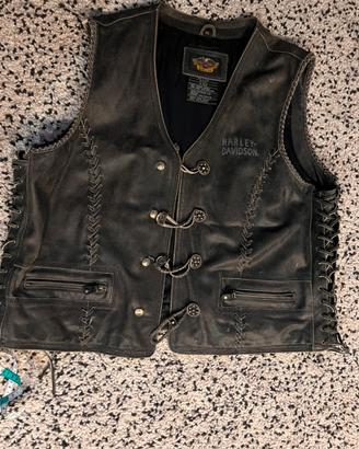Gilet Harley Davidson Pelle Vera 3XL Vintage Biker