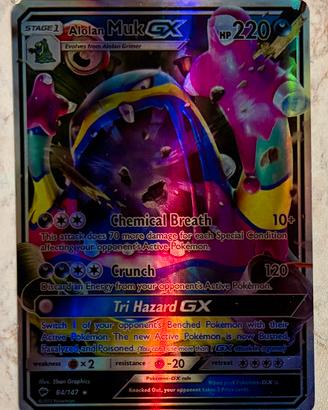Carta da collezione Pokemon Alolan Muk GX 84/147