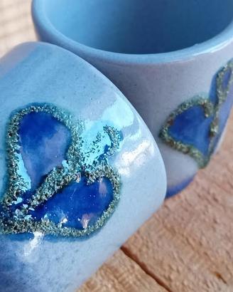 Strehla  GDR fat lava Keramik schnapsbecher '60