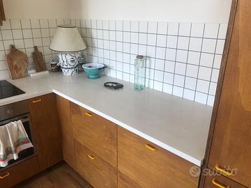 Piano cucina cemento bianco